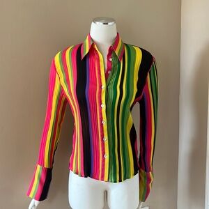 Long sleeve colorful button up